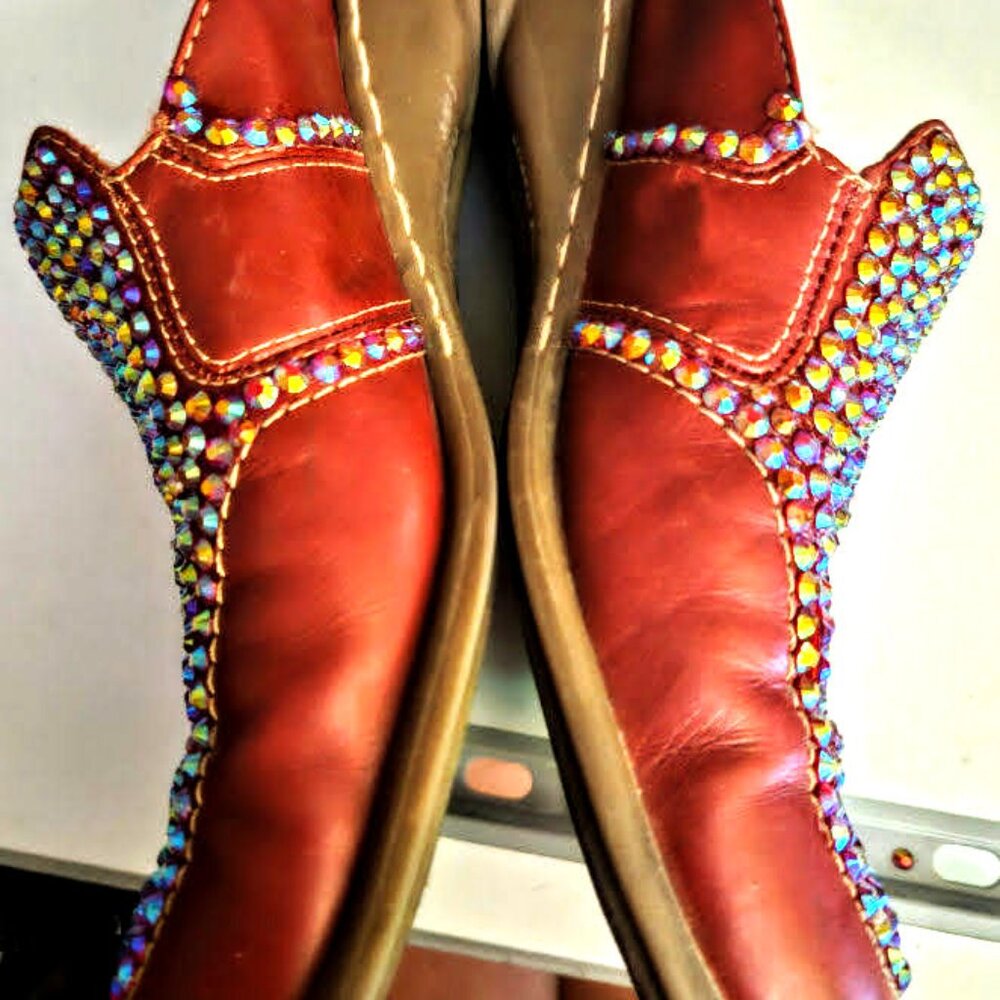 Red Leather Anne Klein Mules - Picture 3 of 10